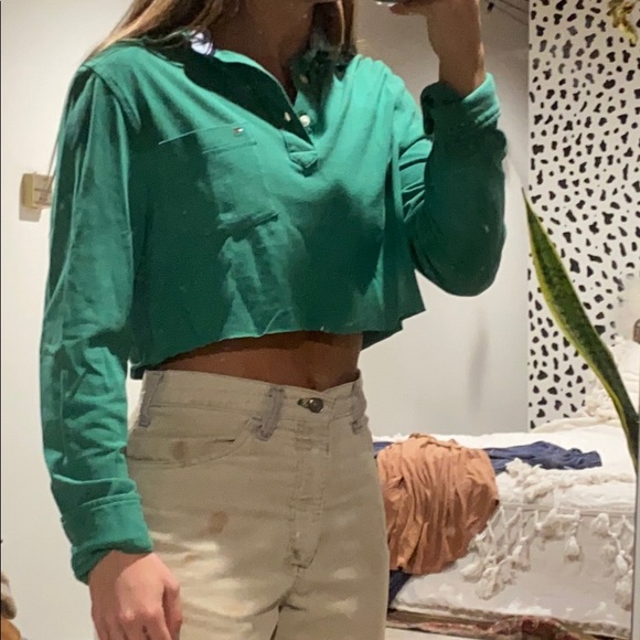 Tommy Hilfiger Tops - Tommy Hilfiger cropped green polo